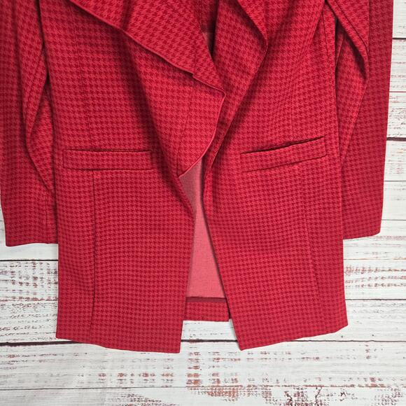 Cabi Celebration Red Houndstooth Jacket XS Casual Dressy Chic Vamp Classic Coat - Picture 6 of 16